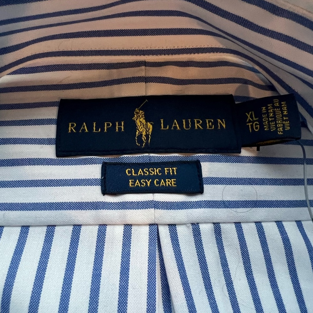 Ralph Lauren Blue and White Striped Men's Shirt - Picture 3 of 3
